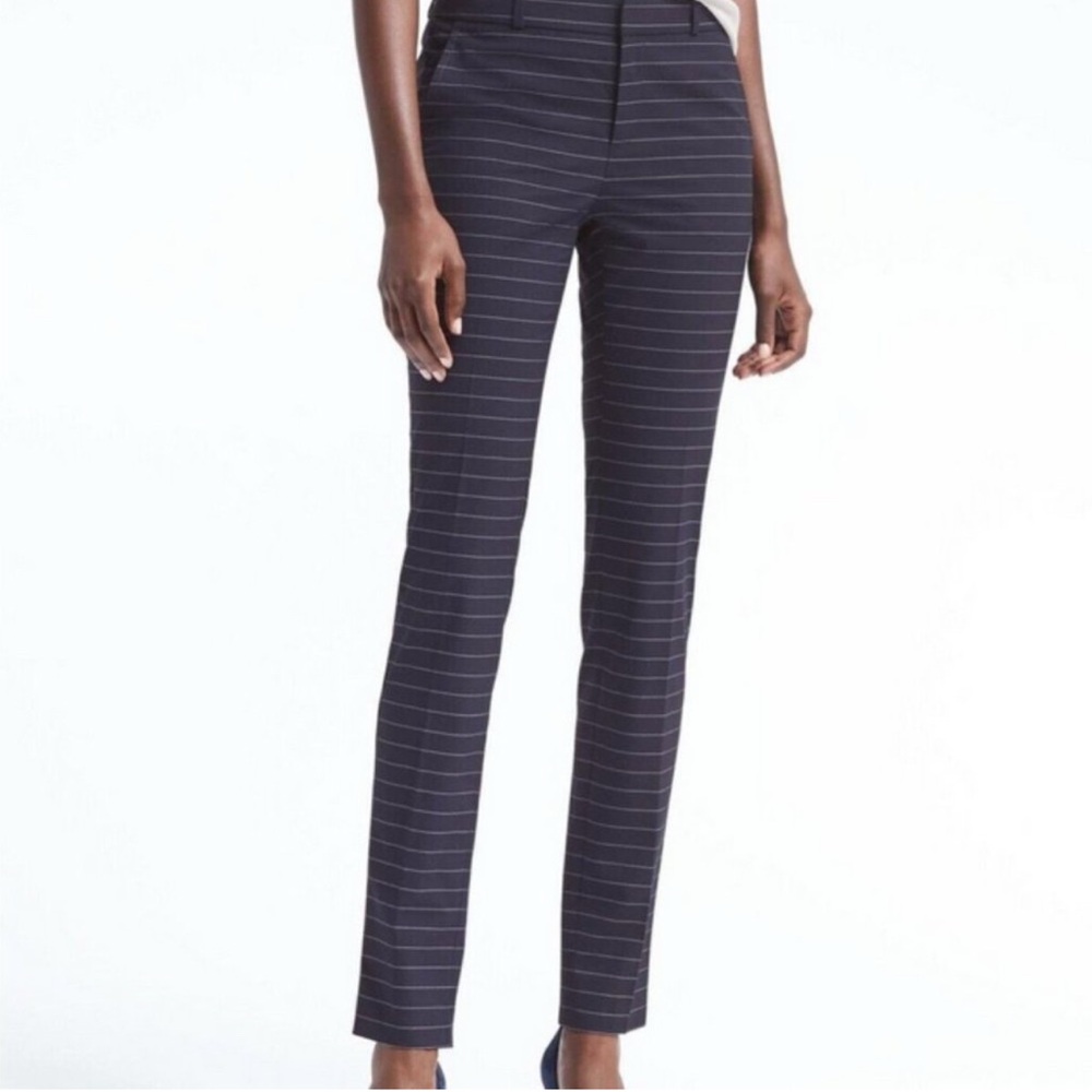 Banana Republic Ryan Blue and White Horizontal Striped Pants